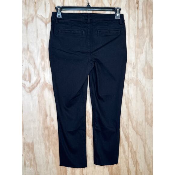 Frank & Eileen Black Stretch Crop Pants Size 4 Frayed Hem Quiet Luxury, - Picture 2 of 8